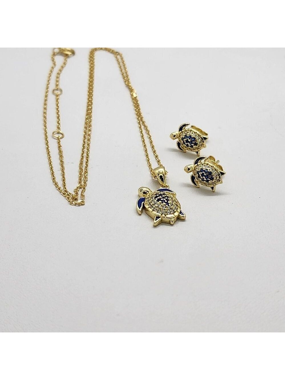 Brand New Sterling Silver 925 Turtle 2pcs Set